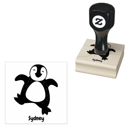 Cute happy emperor pinguin chick cartoon 	rubberstempel (Gestempeld)