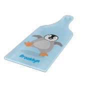 Cute happy emperor pinguin chick cartoon snijplank (Hoek)