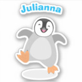 Cute happy emperor pinguin chick cartoon sticker (Voorkant)
