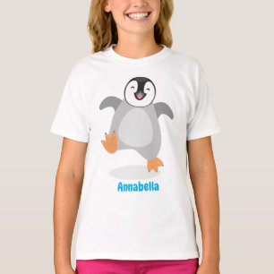 Cute happy emperor pinguin chick cartoon t-shirt