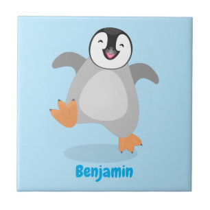 Cute happy emperor pinguin chick cartoon tegeltje