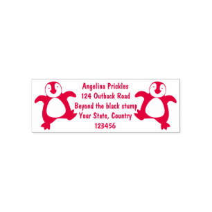Cute happy emperor pinguin chick cartoon zelfinktende stempel