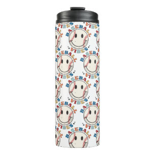 Cute Happy Face Baseball Vibes Thermal Tumbler Thermosbeker