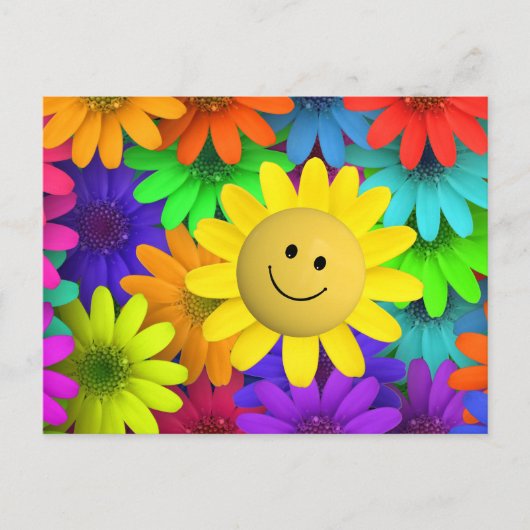 Cute Happy Face Flowers Briefkaart (Voorkant)
