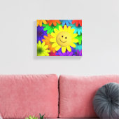 Cute Happy Face Flowers Canvas Afdruk (Insitu (Woonkamer))