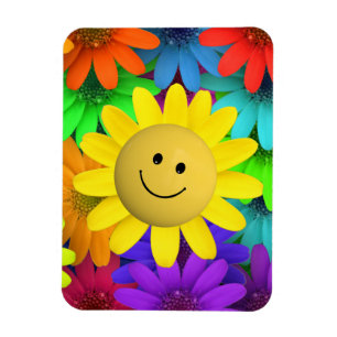 Cute Happy Face Flowers Magneet