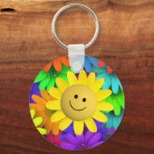 Cute Happy Face Flowers Sleutelhanger (Voorkant)