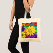 Cute Happy Face Flowers Tote Bag (Voorkant (product))