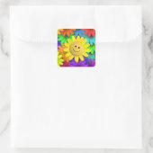 Cute Happy Face Flowers Vierkante Sticker (Tas)