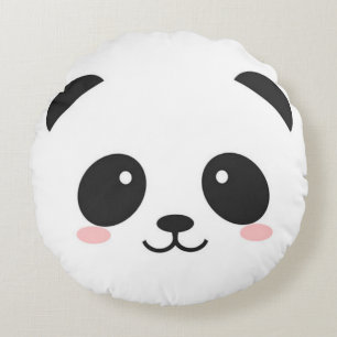 Cute Happy Face Panda Rond Kussen
