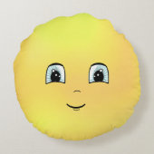 Cute Happy Face Rond Kussen (Achterkant)