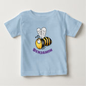 Cute happy fly bee yellow cartoon illustratie (Voorkant)