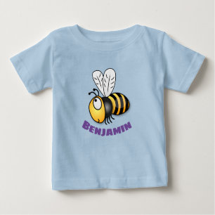 Cute happy fly bee yellow cartoon illustratie