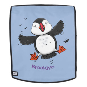 Cute happy fly puffin blue cartoon illustratie rugtassen