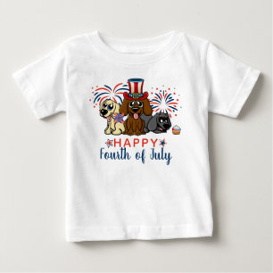 Cute Happy Fourth of July Dogs Fireworks Patriotti
