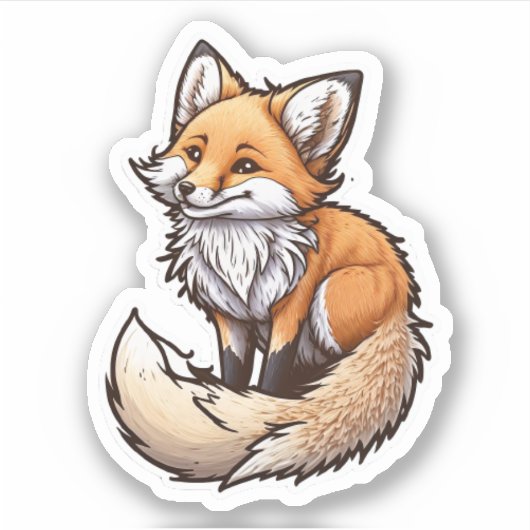 Cute Happy Fox Sticker (Voorkant)