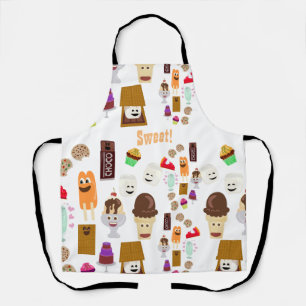 Cute Happy Fun Dessert Cartoon Pattern Schort