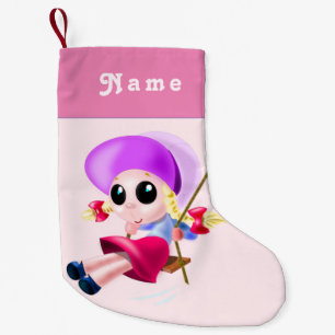 Cute Happy Girl - Jouw naam toevoegen Kleine Kerstsok