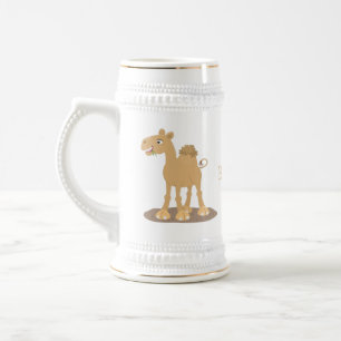 Cute happy glimlach camel cartoon illustratie bierpul