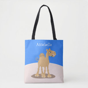 Cute happy glimlach camel cartoon illustratie draagtas