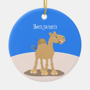 Cute happy glimlach camel cartoon illustratie keramisch ornament