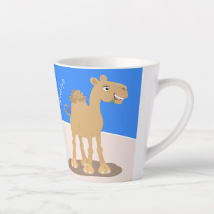 Cute happy glimlach camel cartoon illustratie latte mok