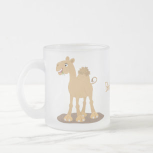 Cute happy glimlach camel cartoon illustratie matglas koffiemok