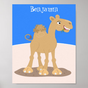 Cute happy glimlach camel cartoon illustratie poster