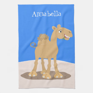 Cute happy glimlach camel cartoon illustratie theedoek