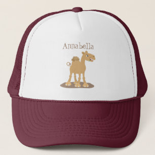 Cute happy glimlach camel cartoon illustratie trucker pet