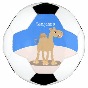 Cute happy glimlach camel cartoon illustratie voetbal