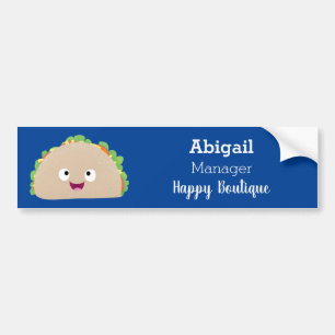Cute happy glimlach taco cartoon illustratie bumpersticker