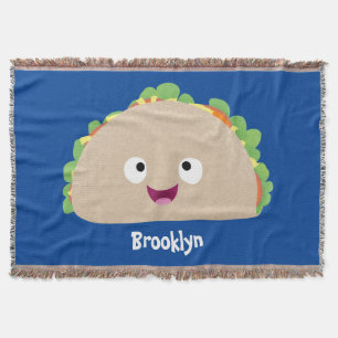 Cute happy glimlach taco cartoon illustratie deken