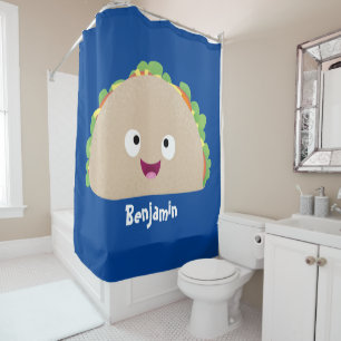 Cute happy glimlach taco cartoon illustratie douchegordijn