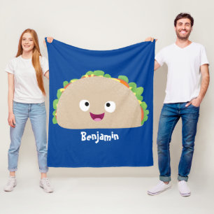 Cute happy glimlach taco cartoon illustratie fleece deken