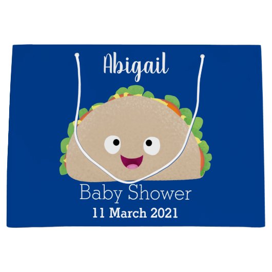 Cute happy glimlach taco cartoon illustratie groot cadeauzakje (Voorkant)