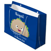 Cute happy glimlach taco cartoon illustratie groot cadeauzakje (Voorkant Gekanteld)