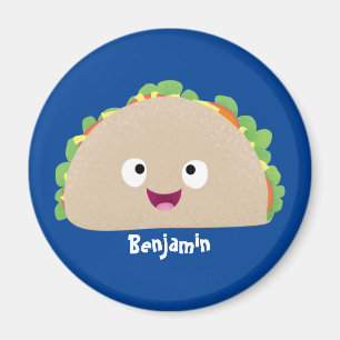 Cute happy glimlach taco cartoon illustratie magneet
