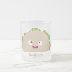 Cute happy glimlach taco cartoon illustratie matglas koffiemok