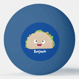 Cute happy glimlach taco cartoon illustratie pingpongballen