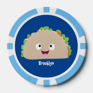 Cute happy glimlach taco cartoon illustratie poker chips
