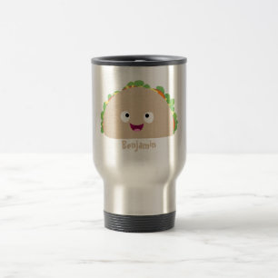 Cute happy glimlach taco cartoon illustratie reisbeker