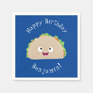 Cute happy glimlach taco cartoon illustratie servet