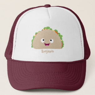 Cute happy glimlach taco cartoon illustratie trucker pet