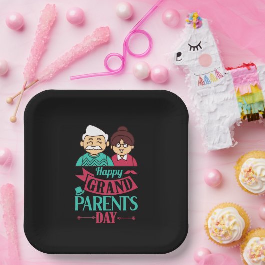 Cute Happy Grandouders Day word art Papieren Bordje (Feest)