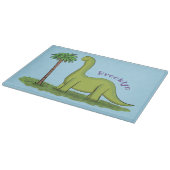 Cute happy green brontosaurus dinosaur cartoon snijplank (Hoek)