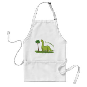 Cute happy green brontosaurus dinosaur cartoon standaard schort