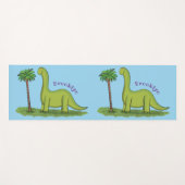Cute happy green brontosaurus dinosaur cartoon yogamat (Voorkant (horizontaal))