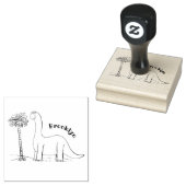 Cute happy green brontosaurus dinosaur 	rubberstempel (Gestempeld)