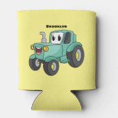Cute happy green tractor cartoon blikjeskoeler (Achterkant)